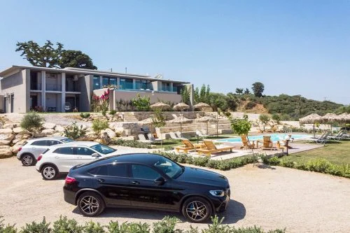car rental Crete luxury SUV delivered to villa with pool